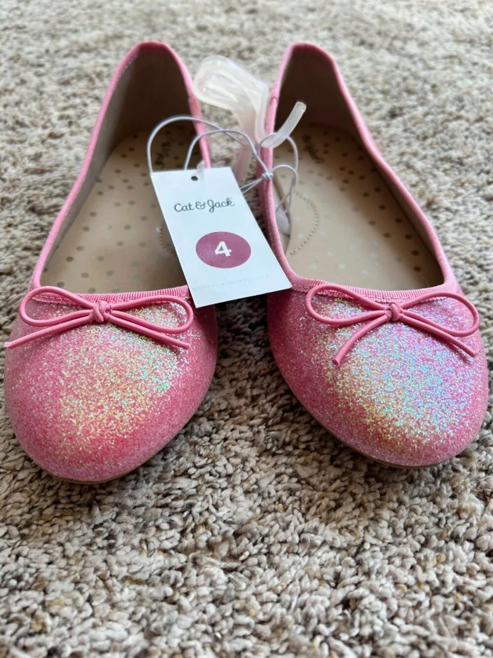 Cat and Jack Glitter Pink Flats Size 4